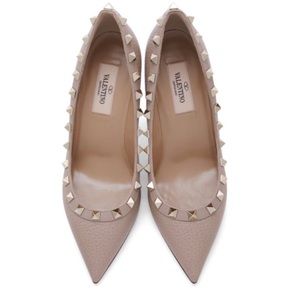 Garavani Rockstud 85 Blush Leather Pumps